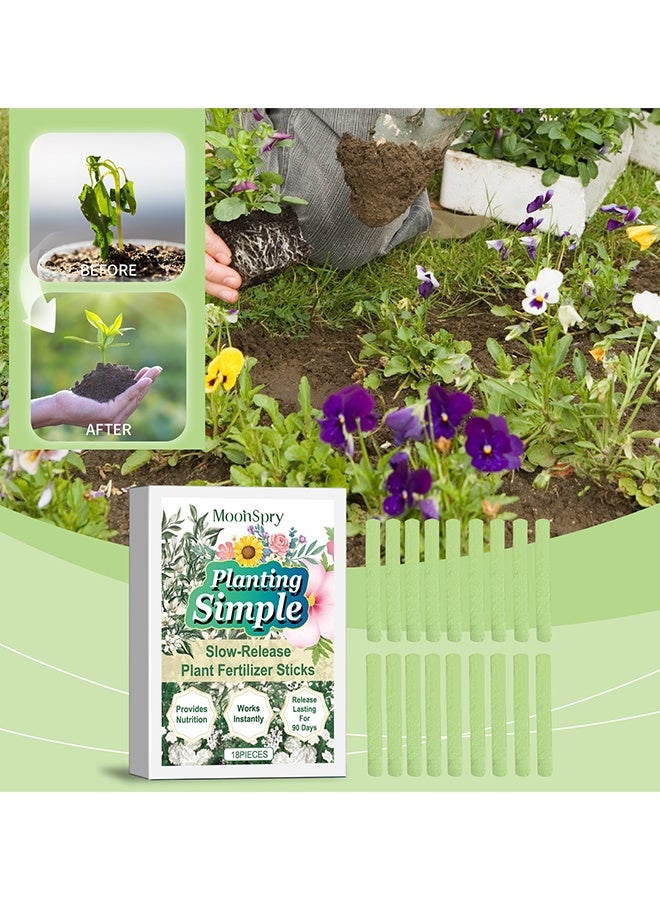 MOONSPRY 18 Pieces Plant Grows Fertilizer Sticks, Household Flower Fertilizer, Plant Growth Food Spikes For Indoor Outdoor, Growth Plant Food Sticks Continuous Feeding For all Flowering And Foliage Houseplants - Image 1