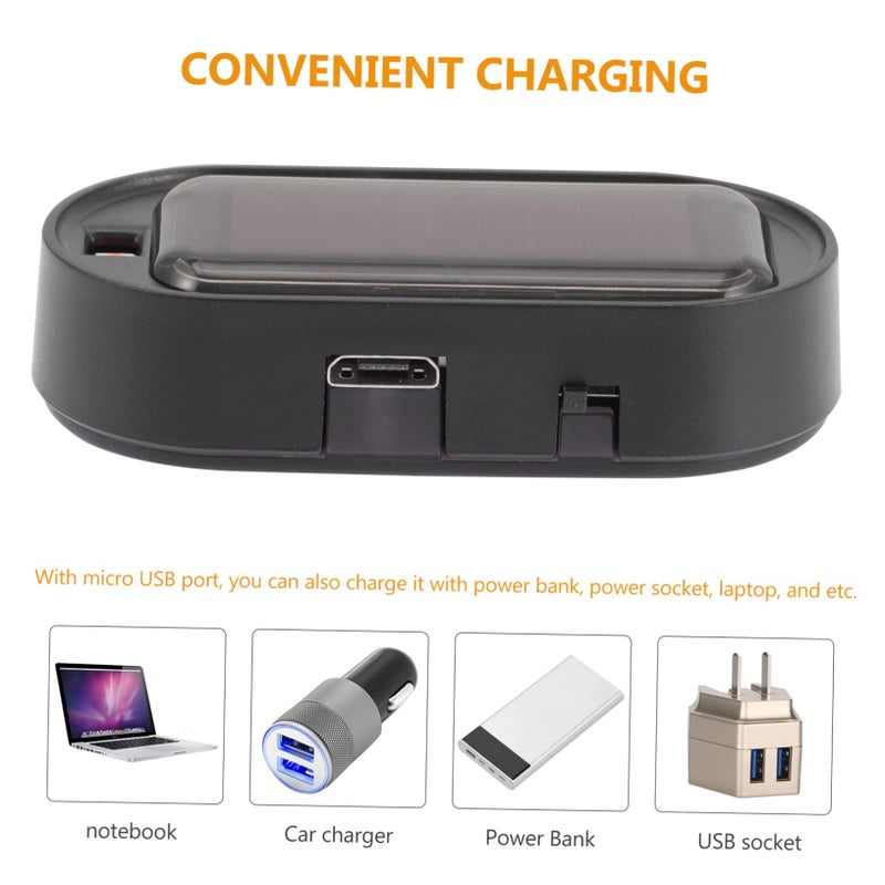 Solar Powered Car Security Lights Automatic Night Flashing Rechargeable LED Warning Lamps Easy Adhesive Installation Black - Image 5