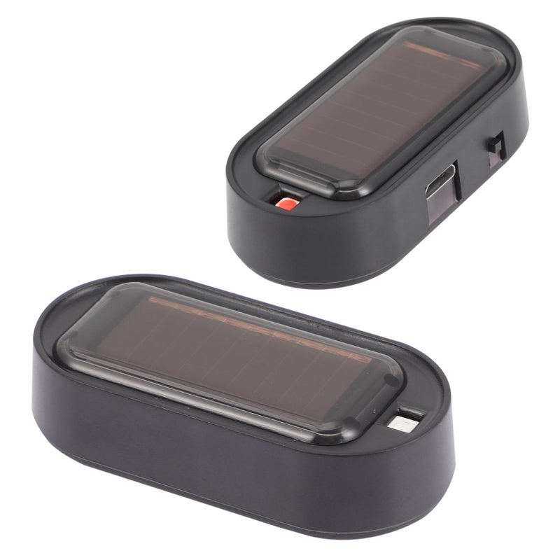Solar Powered Car Security Lights Automatic Night Flashing Rechargeable LED Warning Lamps Easy Adhesive Installation Black - Image 2
