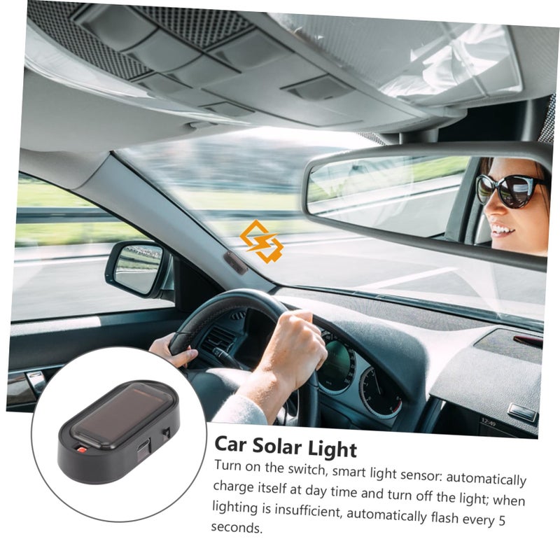 Solar Powered Car Security Lights Automatic Night Flashing Rechargeable LED Warning Lamps Easy Adhesive Installation Black - Image 3