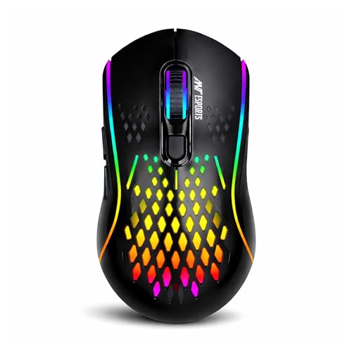 Ant Esports GM700 Wireless Gaming Mouse |4800 DPI Adjustable Sensor |11 RGB LED Modes | Lightweight Honeycomb Design |2.4GHz Low Latency |Rechargeable Battery | Ergonomic Mouse for PC & Laptop | Black - Image 1