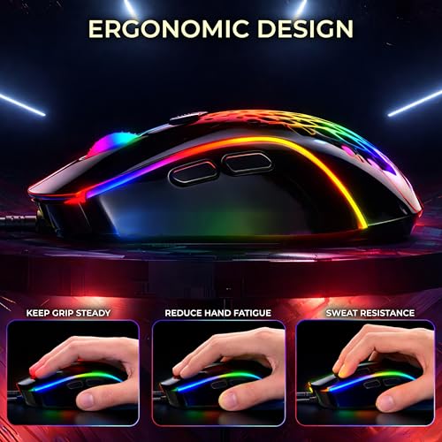 Ant Esports GM700 Wireless Gaming Mouse |4800 DPI Adjustable Sensor |11 RGB LED Modes | Lightweight Honeycomb Design |2.4GHz Low Latency |Rechargeable Battery | Ergonomic Mouse for PC & Laptop | Black - Image 2