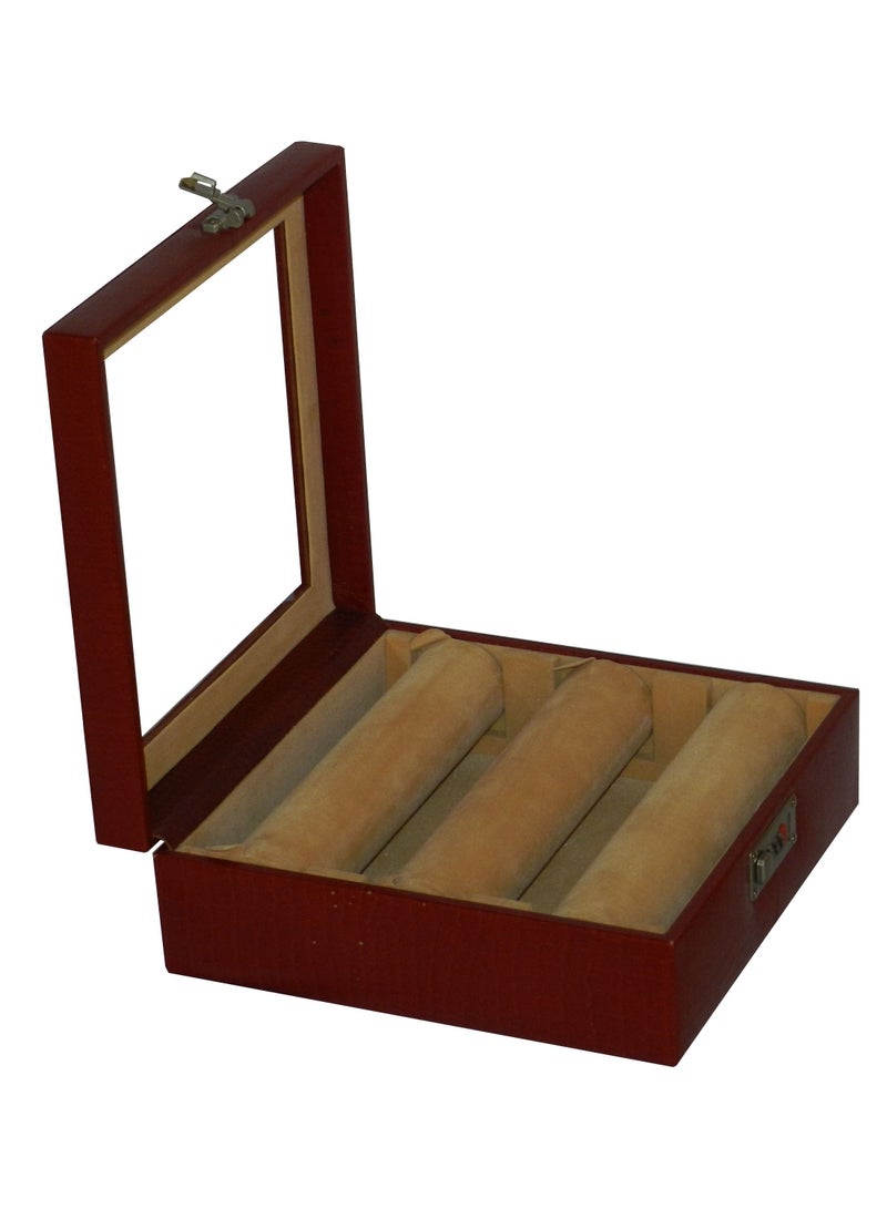 LAVERI LEATHER Laveri Genuine Leather Bracelet Jewelry Box with 3 Removable Rolls - Holder Stores Bracelets, Bangles & Watches Bangle Vanity Box REMOVABLE Vanity Box Removable Vanity Box  - Image 4