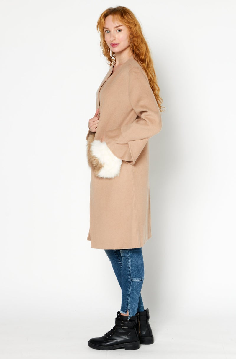 VERO MODA معطف ترينش منسوج للنساء بتصميم عادي، بني - Image 2