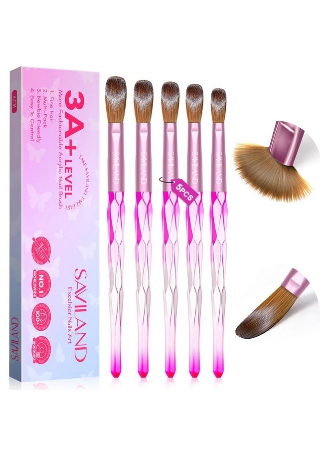 Saviland 5Pcs Acrylic Nail Brush Set - Size 4/8/10/14/16 Professional Acrylic Nail Brush For Acrylic Application Acrylic Nails Extension & Carving For Nail Salon Home Diy  - Image 1