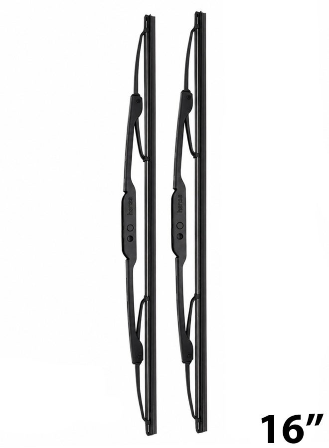 HANSA 16 Inch (410mm) Universal Car Windshield Wiper Blade Set, Premium Natural Rubber Wiper Blades, Metal Frame Windshield Wipers, All Season Rain Wiper, Streak Free Cleaning, Quiet Operation, Easy Installation, Front Glass Wiper Blades for Cars ERPCWP 10046 - Image 1