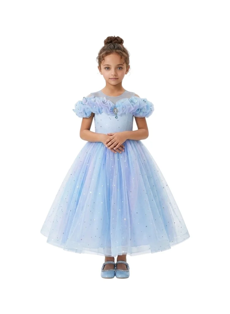بيداني Sky Blue Sparkling Tulle Party Dress