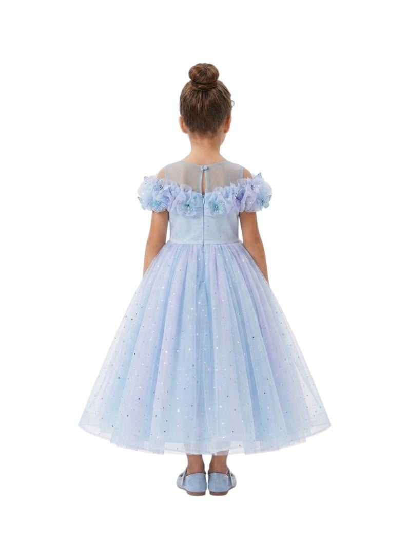Bidani Sky Blue Sparkling Tulle Party Dress - Image 3