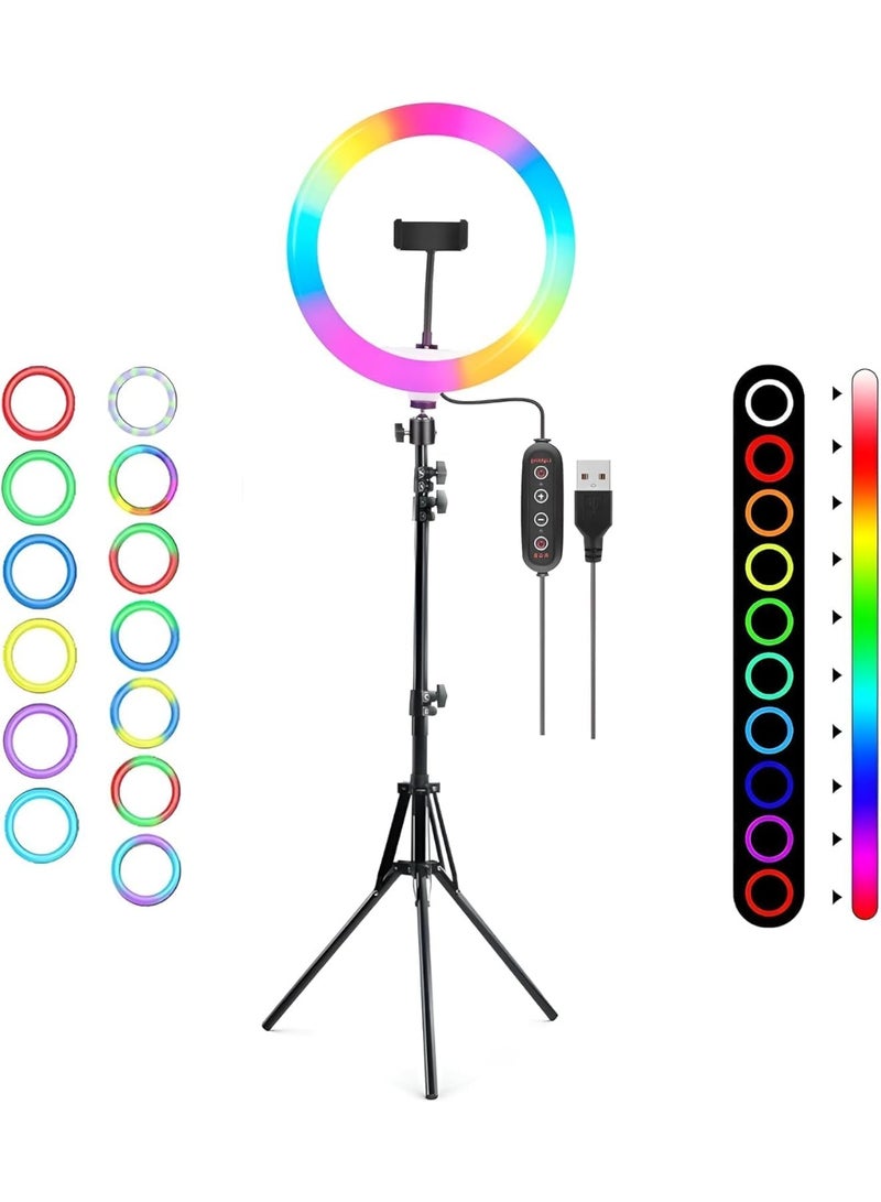 SUNEX RGB LED Ring Light 14 inch with 1.8m Tripod Stand, 37 Color Modes - Image 1