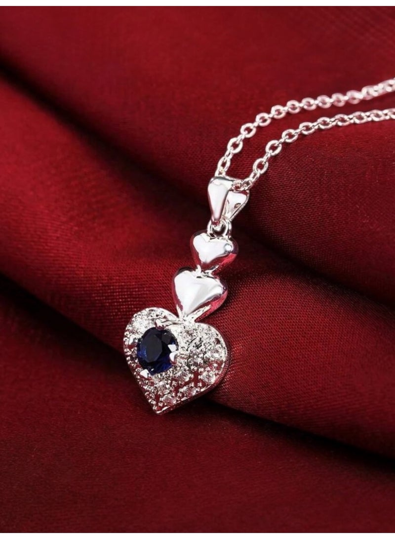 Elegance Luxury & Elegant 925 Silver Plated Necklace & Earrings Jewellery Set For Women - Image 3