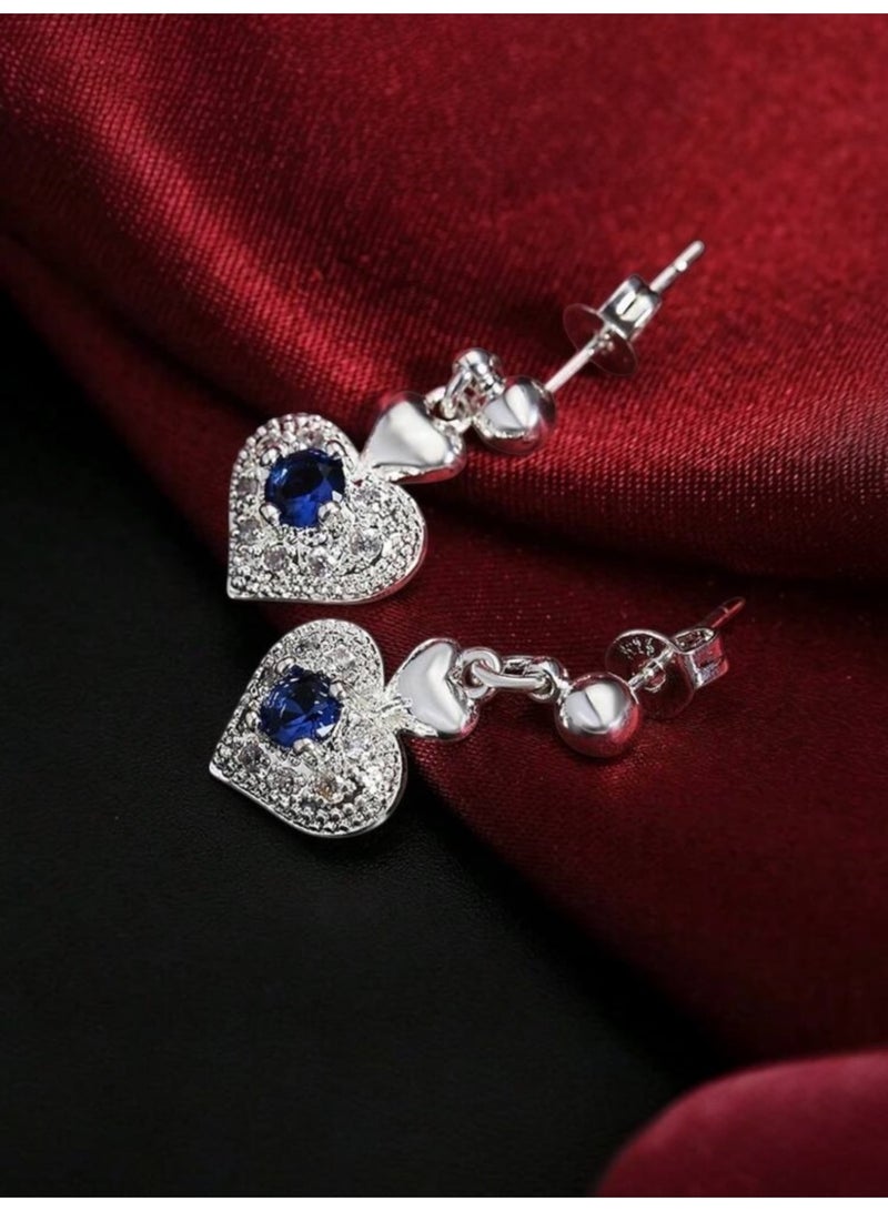 Elegance Luxury & Elegant 925 Silver Plated Necklace & Earrings Jewellery Set For Women - Image 4