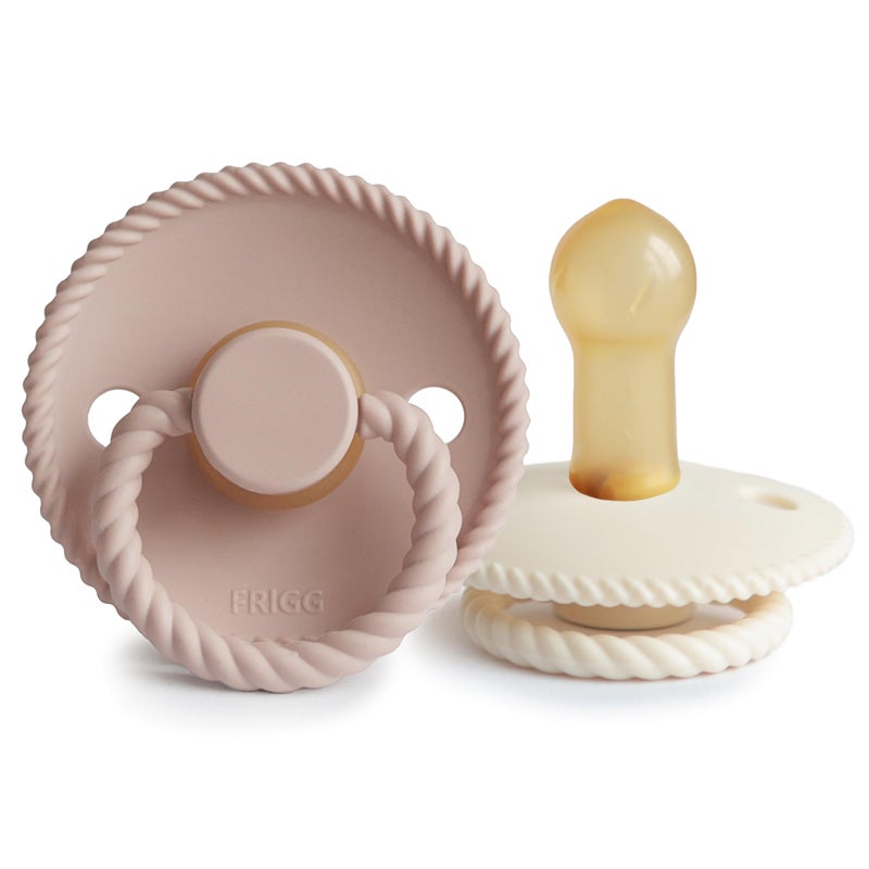 FRIGG Rope Natural Rubber Baby Pacifier | Made in Denmark | BPA-Free (Blush/Cream, 6-18 Months) - Image 1