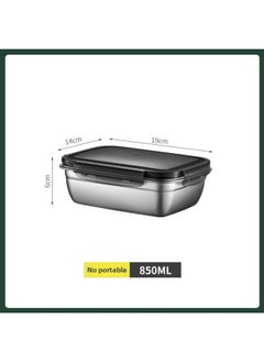 Factory Direct 304 Stainless Steel Fresh-keeping Box Refrigerator Sealed Box Storage Box Fruit And Vegetable Pickle Bucket Lunch Box-Specifications:Rectangular 850ml