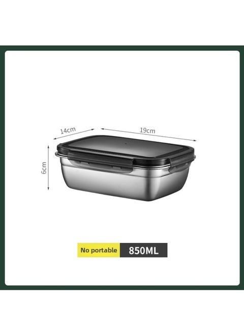 Factory Direct 304 Stainless Steel Fresh-keeping Box Refrigerator Sealed Box Storage Box Fruit And Vegetable Pickle Bucket Lunch Box-Specifications:Rectangular 850ml
