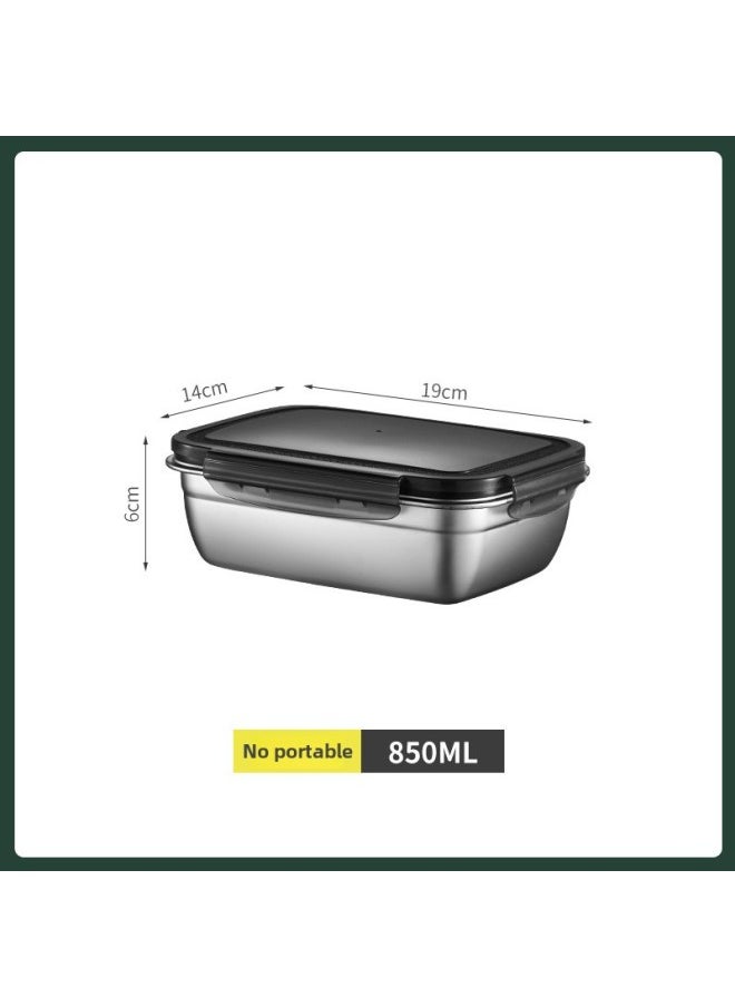 Generic - Factory Direct 304 Stainless Steel Fresh-keeping Box Refrigerator Sealed Box Storage Box Fruit And Vegetable Pickle Bucket Lunch Box-Specifications:Rectangular 850ml - Image 1