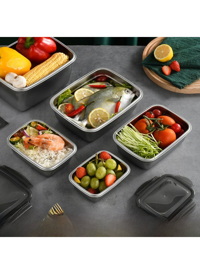 Generic - Factory Direct 304 Stainless Steel Fresh-keeping Box Refrigerator Sealed Box Storage Box Fruit And Vegetable Pickle Bucket Lunch Box-Specifications:Rectangular 850ml - Image 1