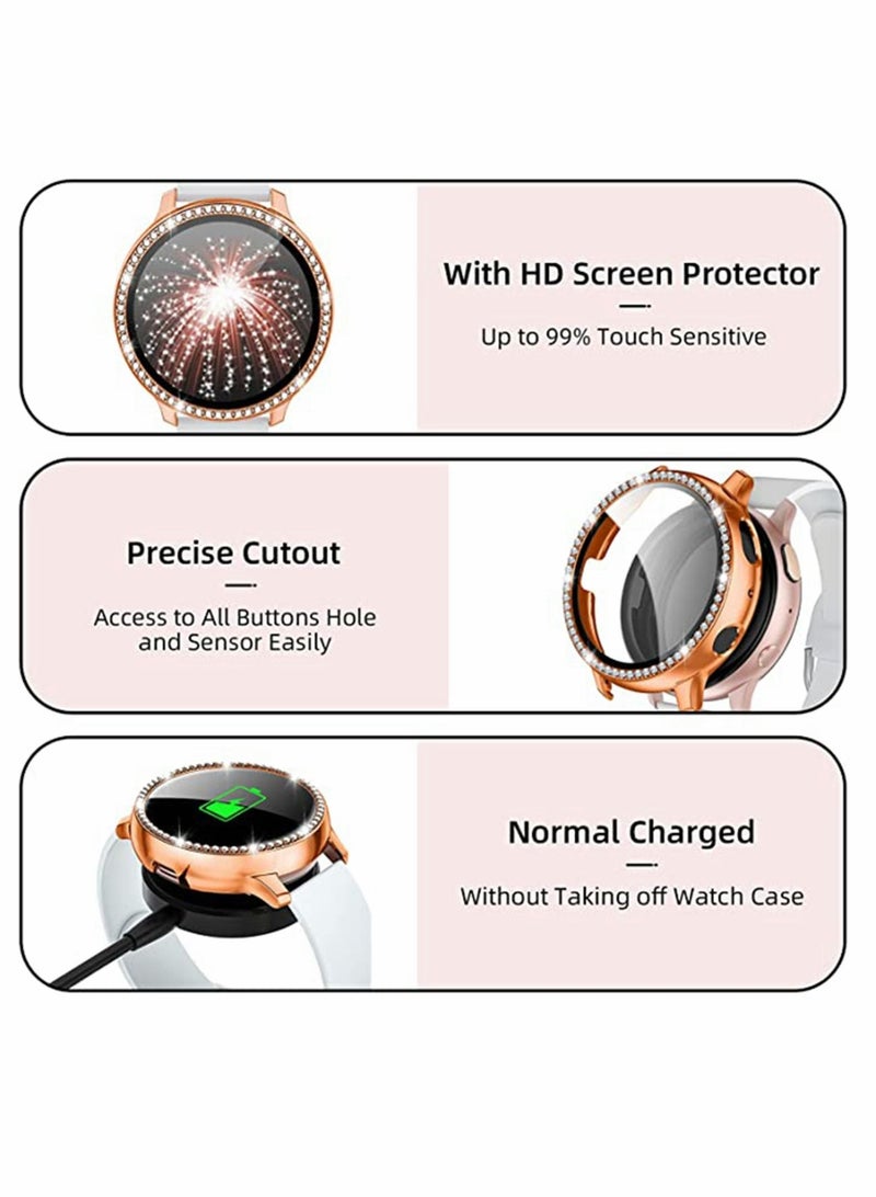 Captaintech Compatible for Samsung Galaxy Watch Active 2 Screen Protector 44mm Crystal Diamonds Design for Women Girl Full Protective Bumper with HD Screen - Image 3