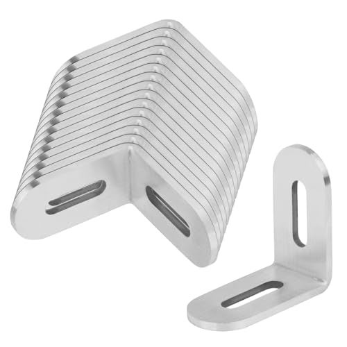 Fanmao16 Pcs 2" x 2" Stainless Steel Slotted L Angle Bracket Corner Brace for Wood Furniture, 1/8" Thick - Image 4