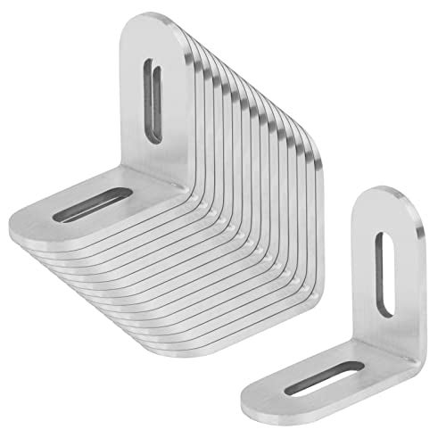 Fanmao16 Pcs 2" x 2" Stainless Steel Slotted L Angle Bracket Corner Brace for Wood Furniture, 1/8" Thick - Image 3