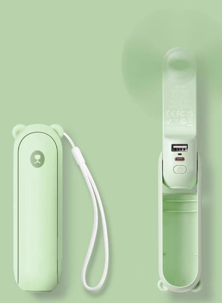 Loquat Mini 3 IN 1 Handheld Fan Portable Small Pocket Fan USB Rechargeable Fan with Power Bank Flashlight Feature for Makeup Outdoor (Pack of 1) - Image 1