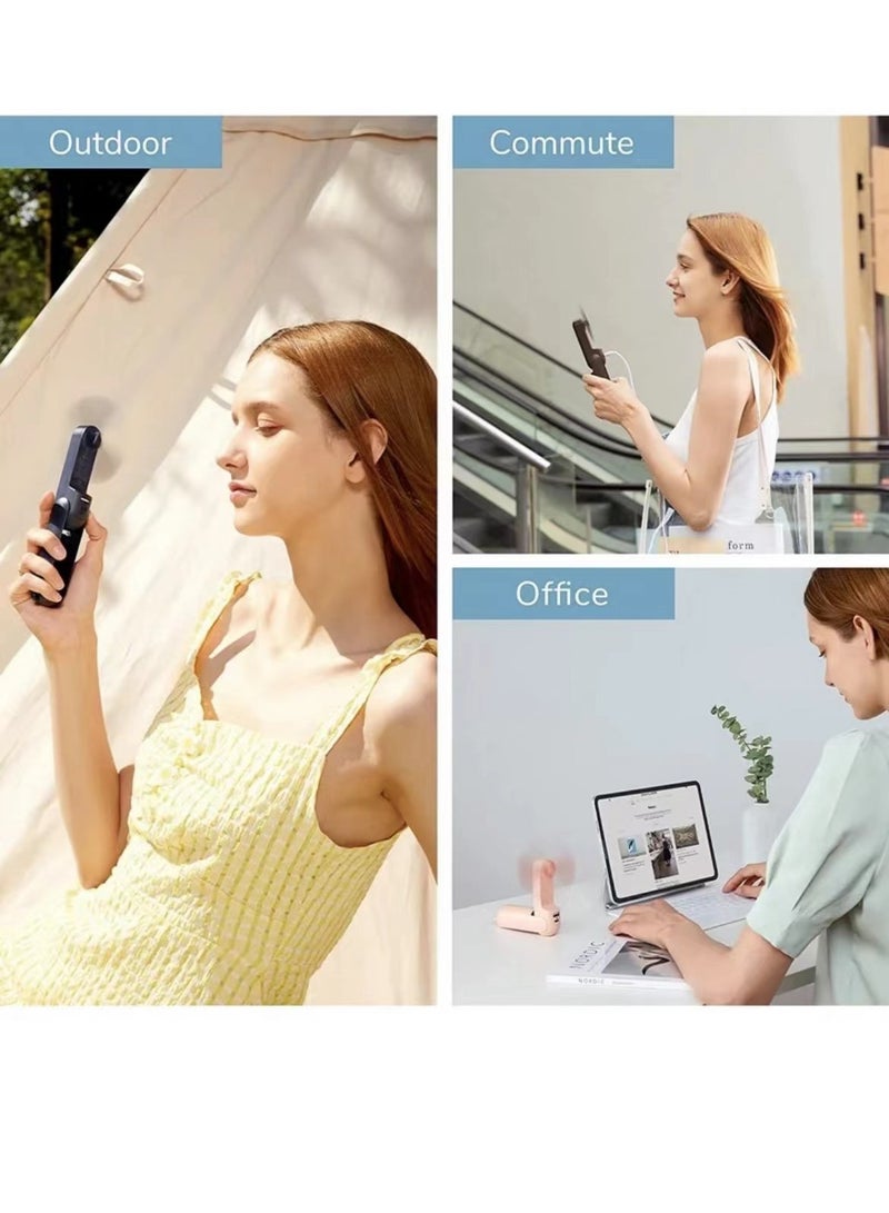 Loquat Mini 3 IN 1 Handheld Fan Portable Small Pocket Fan USB Rechargeable Fan with Power Bank Flashlight Feature for Makeup Outdoor (Pack of 1) - Image 3