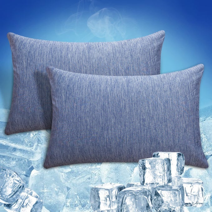 COOLING PILLOW CASES ZIPPER PILLOW COVERS QMAX 045 ZIPPERED PILLOWCASES FOR HOT SLEEPERS SOFT BREATHABLE SKINFRIENDLY 2 PACK STANDARD 20X26 BLUE