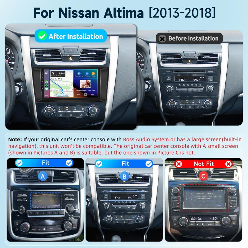 Generic [8 CORE 6G+128G] Car Radio for Nissan Altima Teana 2013-2018 with Wireless Carplay/Android Auto, 9 Inch Android 13 IPS Touch Screen Car Stereo, Bluetooth, GPS Navi, WiFi, SWC, DSP + Backup Camera  - Image 2