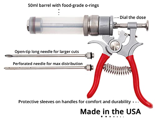 SpitJack Magnum Meat Injector. Food Flavor Injection Syringe for Smoked BBQ Marinades and Meat Seasoning. 2 Needles for Pork Butt, Beef Brisket, Turkey Breast. 50ml Capacity. Made in The USA. - Image 3