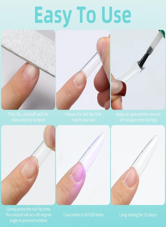 Cycullinyt Long Round Nail Tips, 240Pcs Full Cover Soft Gel Nail Tips Pre-Etched 2XL Clear Acrylic False Nail Fake Nail Extension Press On for Salon Home DIY 12 Sizes - Image 5