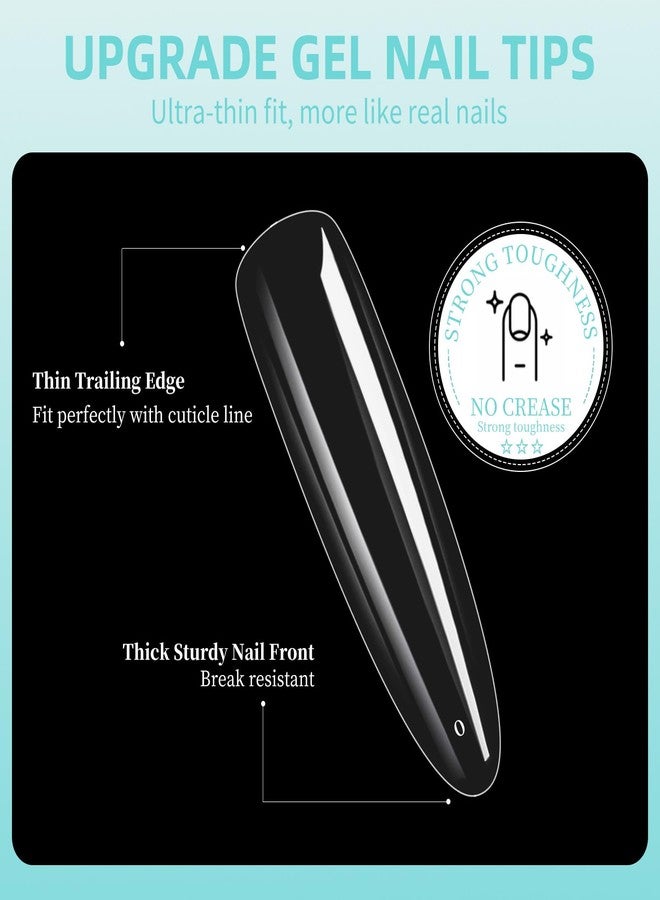 Cycullinyt Long Round Nail Tips, 240Pcs Full Cover Soft Gel Nail Tips Pre-Etched 2XL Clear Acrylic False Nail Fake Nail Extension Press On for Salon Home DIY 12 Sizes - Image 4