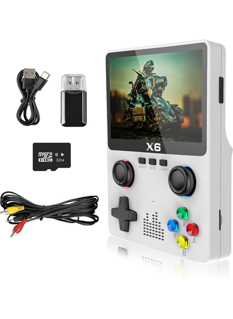 TIGER - Handheld Retro Gaming Console with 32G TF Card – 10000 Built-in Games, 11 Emulators Supported, 3.5-inch IPS OCA Full Lamination Colour Screen, Portable Gaming (X6 White) - Image 1