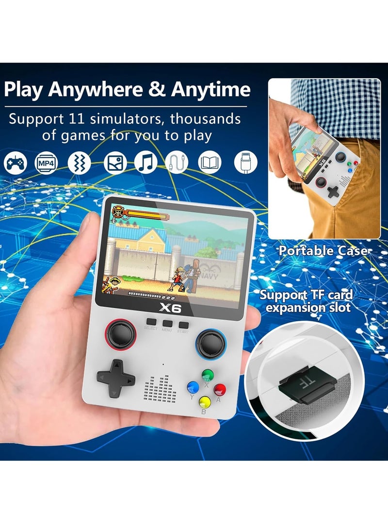 TIGER - Handheld Retro Gaming Console with 32G TF Card – 10000 Built-in Games, 11 Emulators Supported, 3.5-inch IPS OCA Full Lamination Colour Screen, Portable Gaming (X6 White) - Image 1