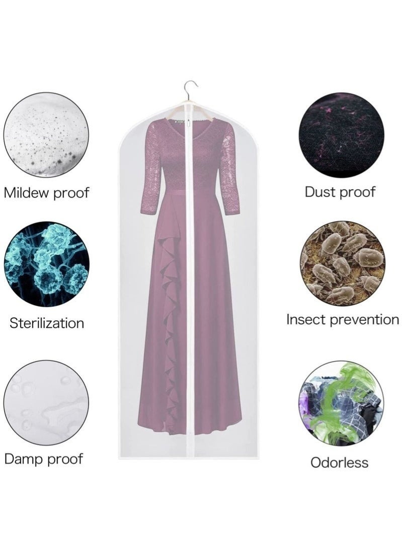 Pack of 3 Garment Bag with Full Zipper Cover Dustproof Mothproof White Breathable Suit Bag for Closet Storage and Travel, Hanging Garment Cover for Formal Suits, Easy Access Clothes Organizer-60 x 120cm Clear - Image 3