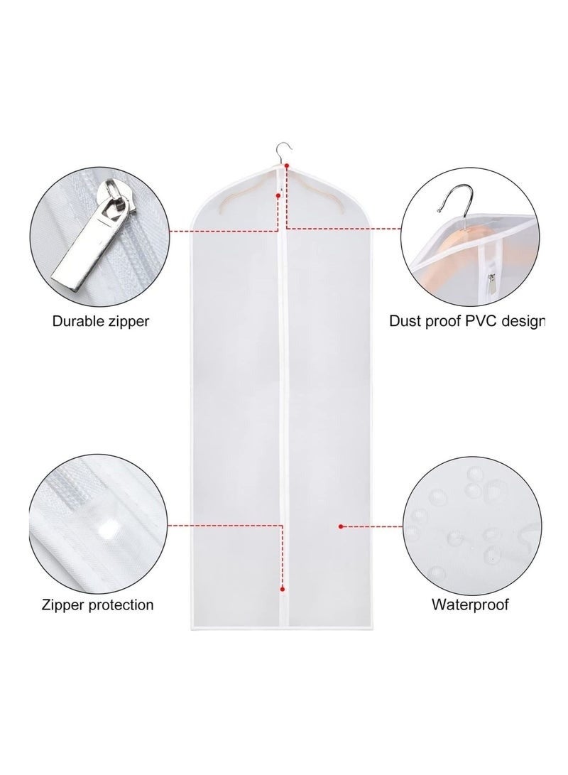 Pack of 3 Garment Bag with Full Zipper Cover Dustproof Mothproof White Breathable Suit Bag for Closet Storage and Travel, Hanging Garment Cover for Formal Suits, Easy Access Clothes Organizer-60 x 120cm Clear - Image 2