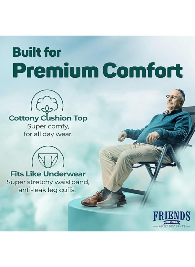 فريندز حفاضات فريندز بريميوم للبالغين بتصميم بنطلون - 10 قطع (كبيرة جدًا) مع قفل للرائحة، للجنسين، مانعة للتسرب، خصر مرن وبطانة ماصة مضادة للبكتيريا - مقاس الخصر 30-56 بوصة؛ 76-142 سم - Image 3