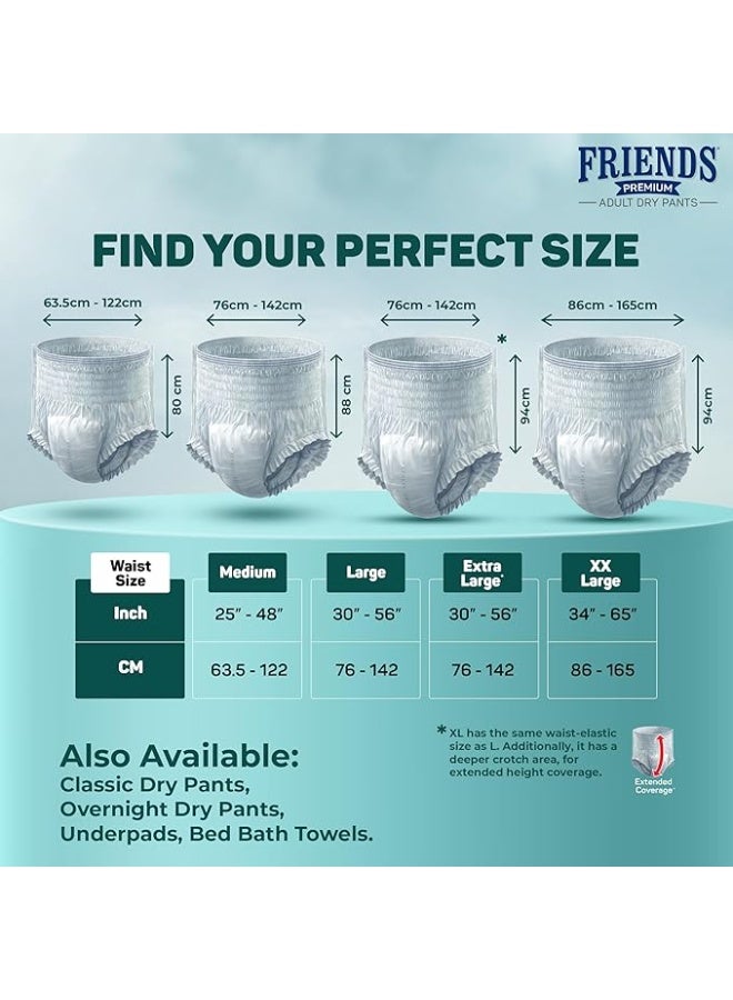 فريندز حفاضات فريندز بريميوم للبالغين بتصميم بنطلون - 10 قطع (كبيرة جدًا) مع قفل للرائحة، للجنسين، مانعة للتسرب، خصر مرن وبطانة ماصة مضادة للبكتيريا - مقاس الخصر 30-56 بوصة؛ 76-142 سم - Image 5