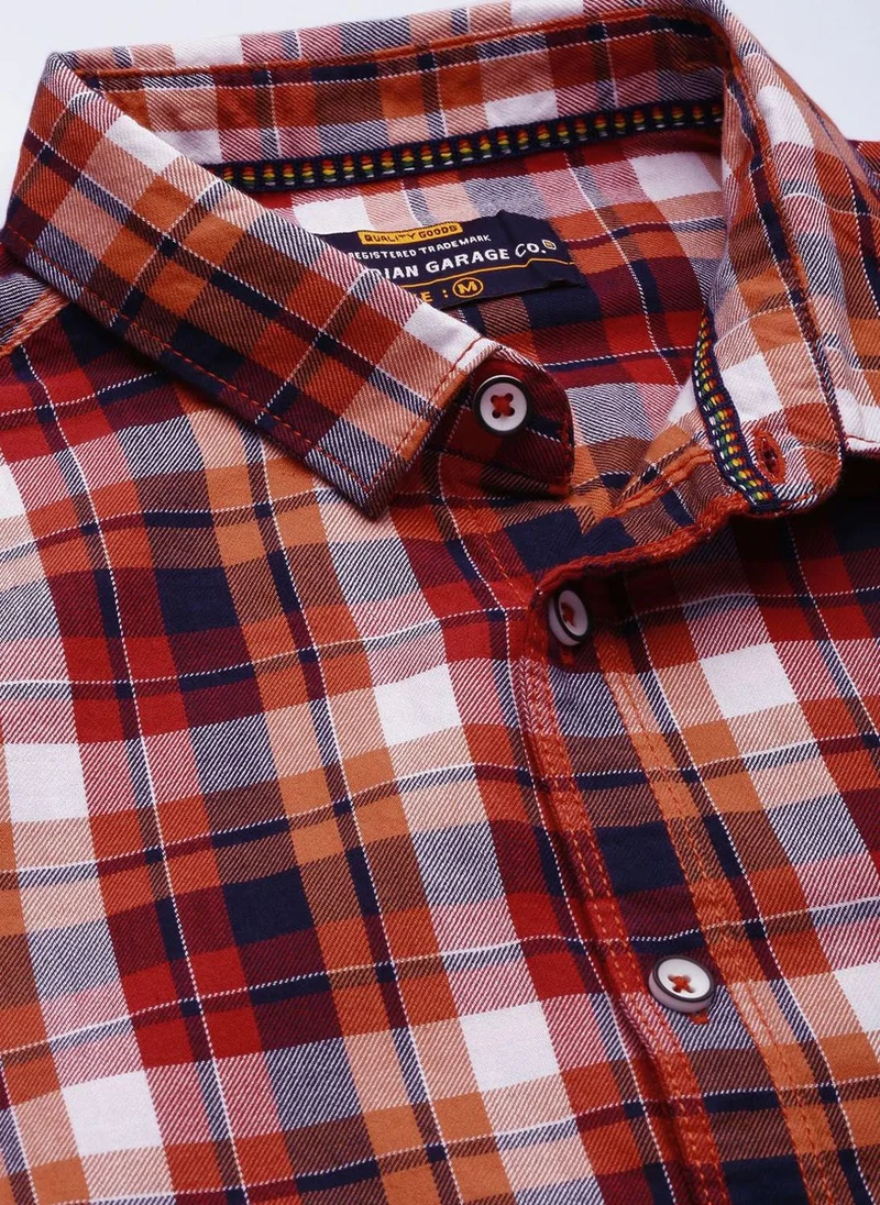 The Indian Garage Co Men Slim Fit Checkered Full Sleeves Spread Collar Casual Shirt