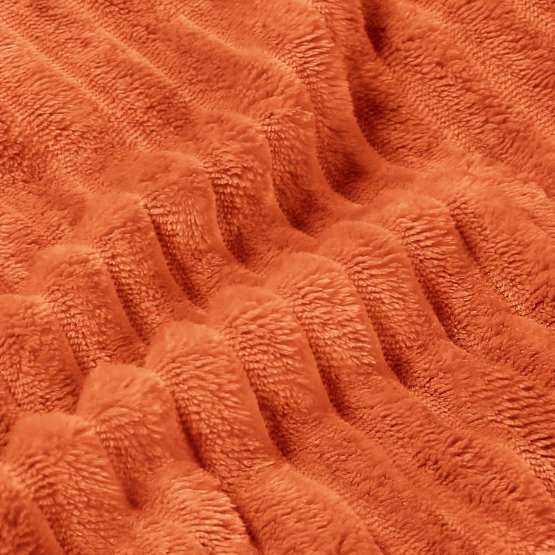 BEDELITE Fall Throw Blanket for Couch - 3D Ribbed Jacquard Soft & Warm Decorative Burnt Orange Blanket, Cozy, Plush, Fluffy, Fuzzy Fleece Throw Blanket for Bed, Sofa 50x60Inches - Image 5