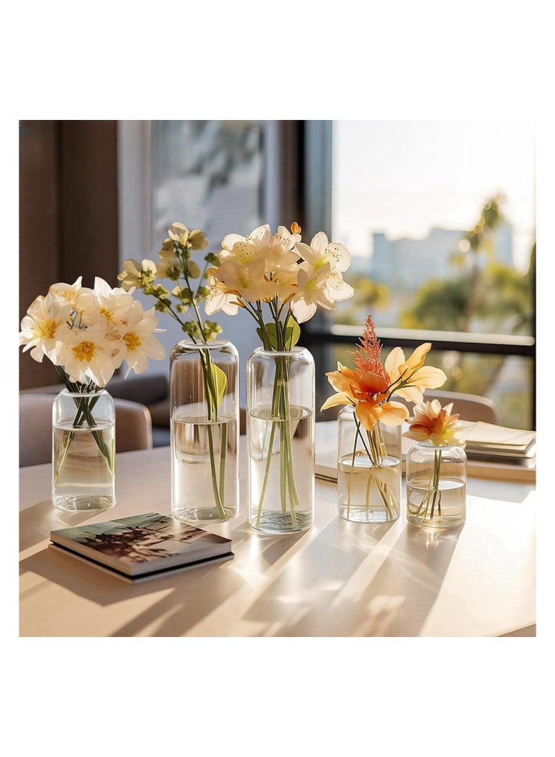 JiFENG Glass Vase Set for 3-Piece Narrow Neck Decoration Mini Glass Vase Set for Floral Arrangements Perfect for Weddings Birthdays ,Travel Souvenirs, Graduation - Image 2