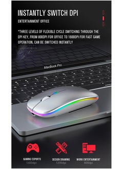 Generic Wireless Bluetooth Mouse, Bluetooth 5.1 + USB, 2.4GHz Rechargeable Silent Bluetooth Wireless Mouse, Computer Mice with USB Receiver(Black)  - Image 3
