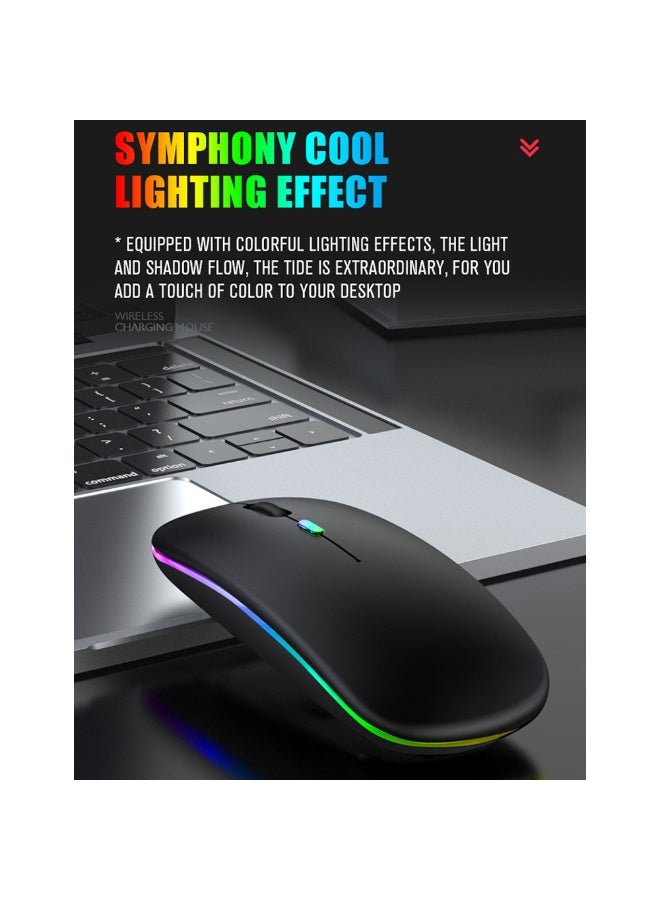 NUEEK Wireless Bluetooth Mouse, Bluetooth 5.1 + 2.4GHz USB Wireless Receiver, Type-C Rechargeable Silent Bluetooth Wireless Mouse for PCs, Laptops, Tablets, Cell Phones, 3 Preset Adjustable DPI (Black) - Image 2