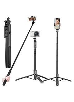 Long Selfie Stick,Reinforced Tripod Stand Upto 61 inch/156cm,Multi-function Bluetooth Selfie Stick with 1/4 Screw Compatible with Mobile Phone Camera for YouTube Photo Live Stream