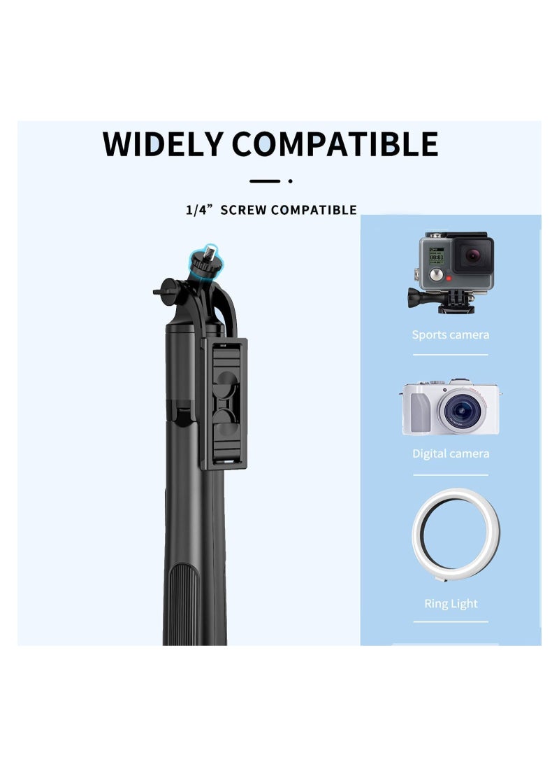 ELTRAZONE - Long Selfie Stick,Reinforced Tripod Stand Upto 61 inch/156cm,Multi-function Bluetooth Selfie Stick with 1/4 Screw Compatible with Mobile Phone Camera for YouTube Photo Live Stream - Image 1