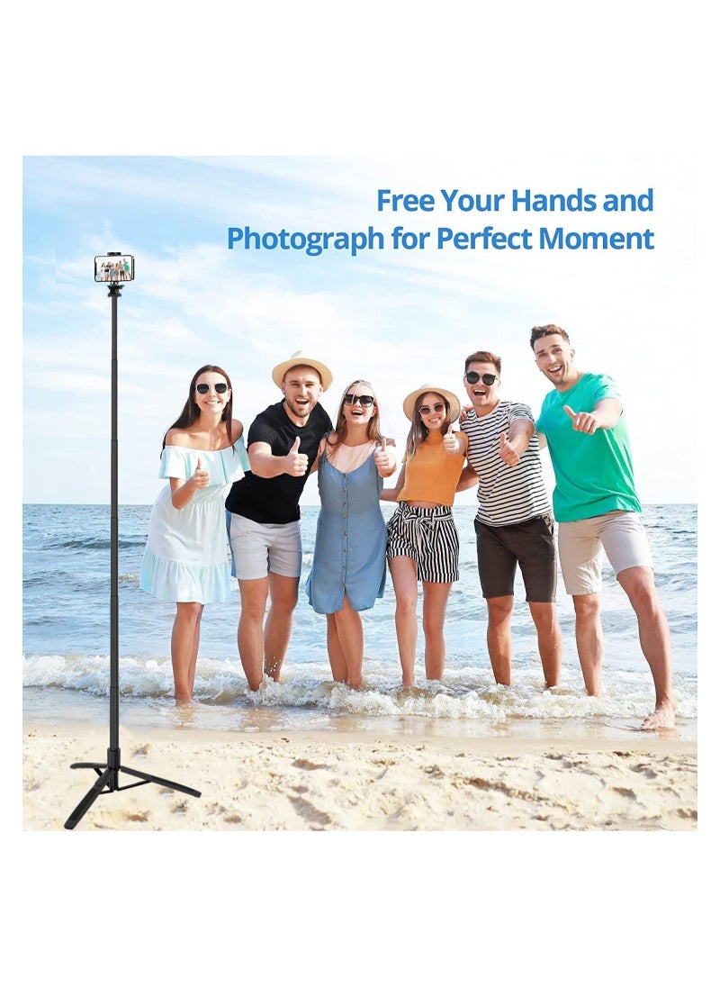 ELTRAZONE - Long Selfie Stick,Reinforced Tripod Stand Upto 61 inch/156cm,Multi-function Bluetooth Selfie Stick with 1/4 Screw Compatible with Mobile Phone Camera for YouTube Photo Live Stream - Image 1