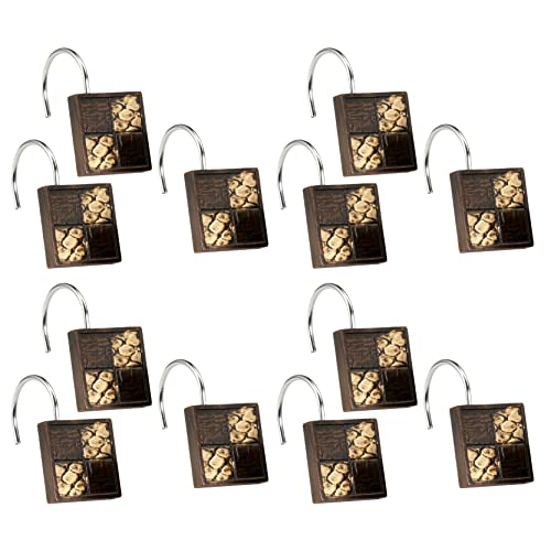 Popular Bath 713176 Shower Curtain Hooks, Zambia Collection, Set of 12, Animal Print/Beige, Chocolate - Image 3