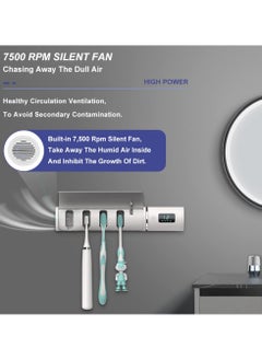 SYOSI SYOSI UV Toothbrush Sanitizer, Wall Mounted Toothbrush Holder with UV Cleaning And Fan Drying Smart Toothbrush Sterilizer with 4 Slot 2000mAh Rechargeable  - Image 4