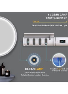 SYOSI SYOSI UV Toothbrush Sanitizer, Wall Mounted Toothbrush Holder with UV Cleaning And Fan Drying Smart Toothbrush Sterilizer with 4 Slot 2000mAh Rechargeable  - Image 2