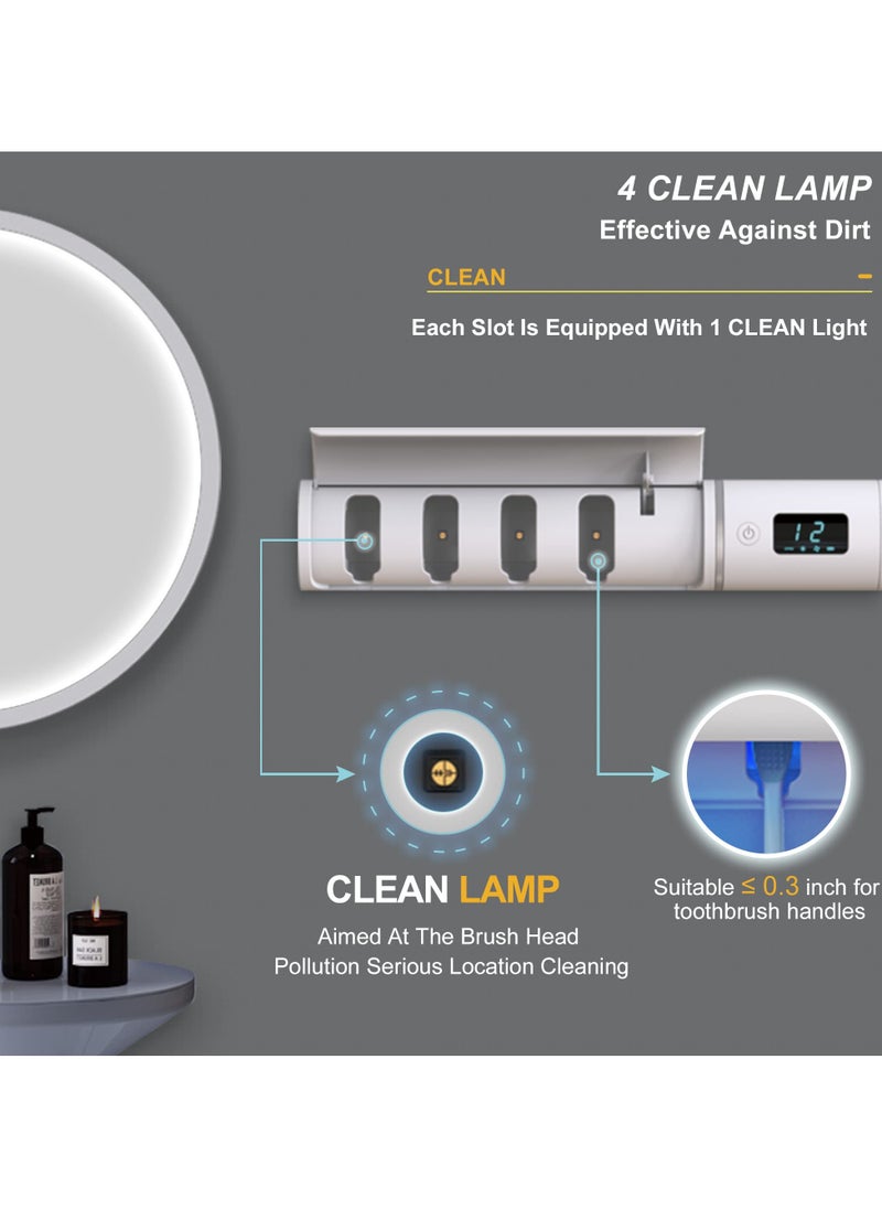 SYOSI SYOSI UV Toothbrush Sanitizer, Wall Mounted Toothbrush Holder with UV Cleaning And Fan Drying Smart Toothbrush Sterilizer with 4 Slot 2000mAh Rechargeable  - Image 2