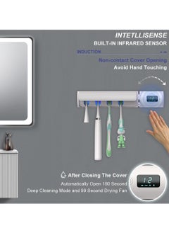 SYOSI SYOSI UV Toothbrush Sanitizer, Wall Mounted Toothbrush Holder with UV Cleaning And Fan Drying Smart Toothbrush Sterilizer with 4 Slot 2000mAh Rechargeable  - Image 3
