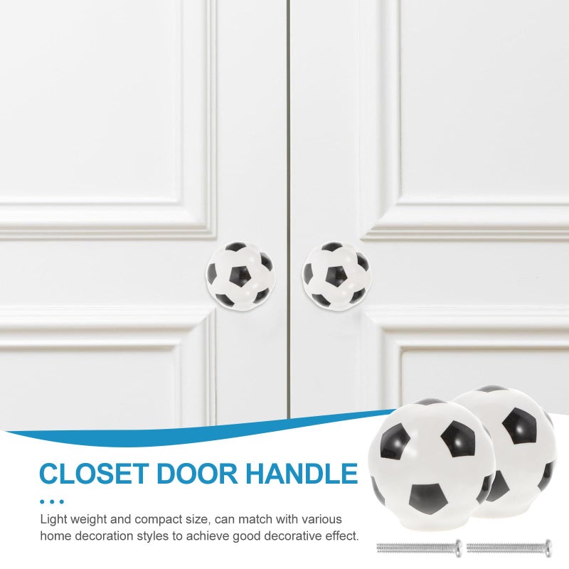 Ceramic Soccer Ball Cabinet Knobs 2PCS Set Decorative Drawer Pulls for Kitchen Furniture - Image 4